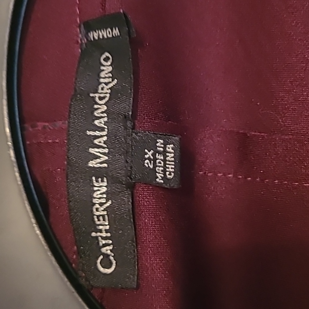 Catherine Malandrino dark burgundy faux leather open jacket Sz 2X - Picture 5 of 10